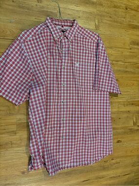 Ariat Men's Red and White Plaid Short-Sleeve Button-Down Shirt